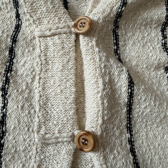 Raquel Allegra Ivory Cardigan Small Aztec Boho Knit with Fringe Detail - Picture 9 of 12